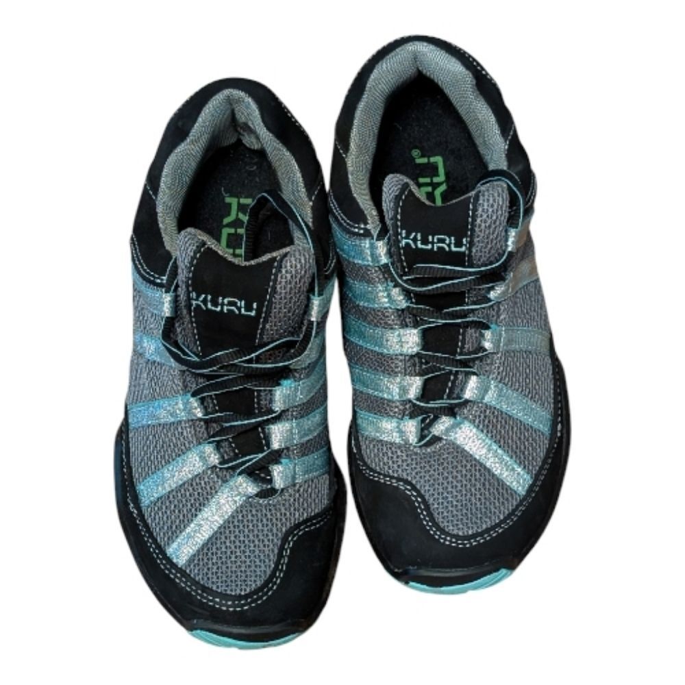 KURU Chicane Women's Trail Hiking Shoes black and aqua glitter lace up size 6.5